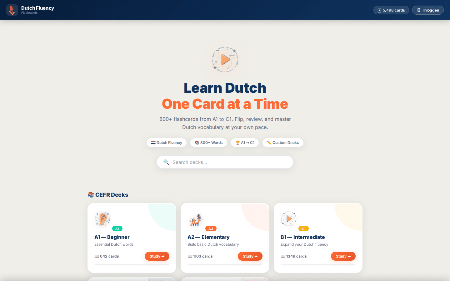 Dutch Fluency Flashcards โ SRS deck