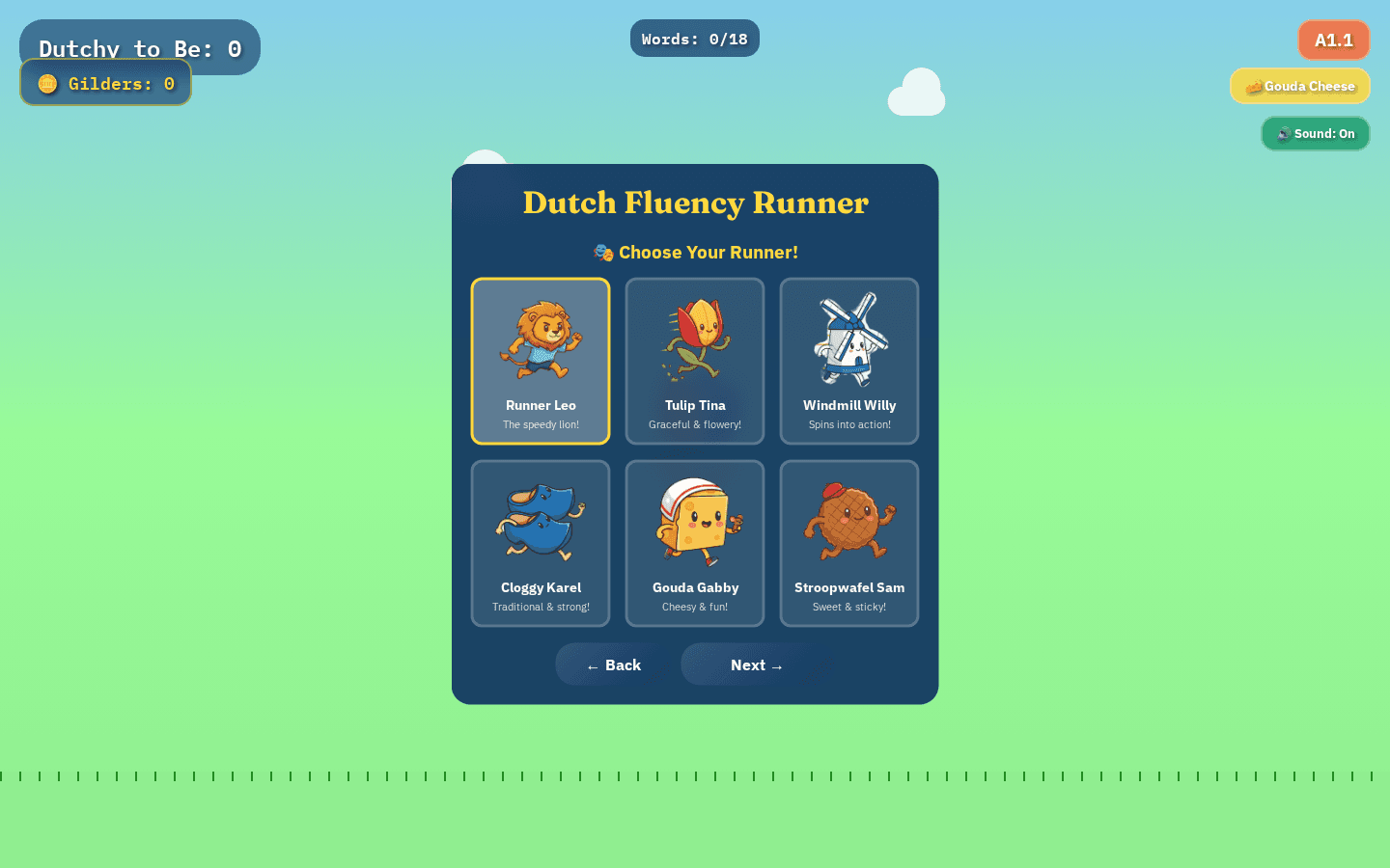 Fluency Runner character select