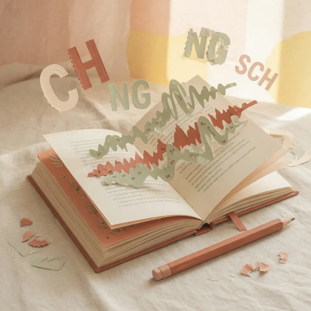 An open book with Dutch sounds rising from the page