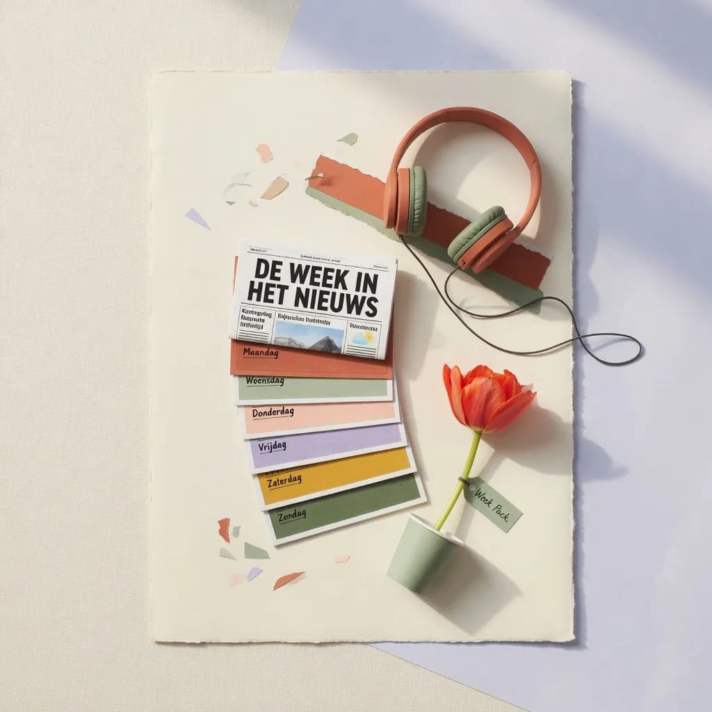 Headphones and a Dutch news booklet