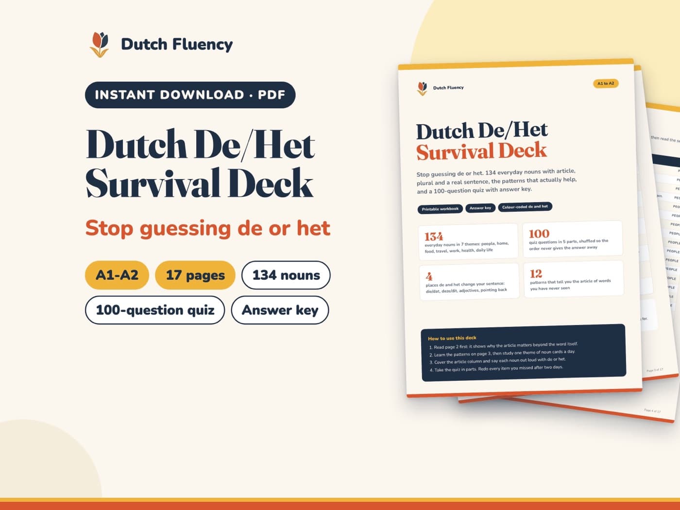 Dutch De/Het Survival Deck