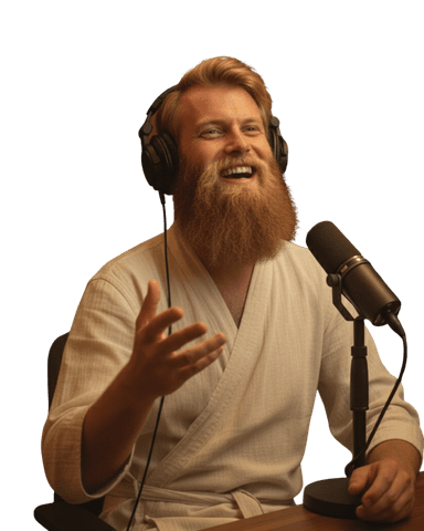 Rick recording a podcast